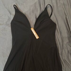 SKIMS Power Mesh Plunge Midi Dress